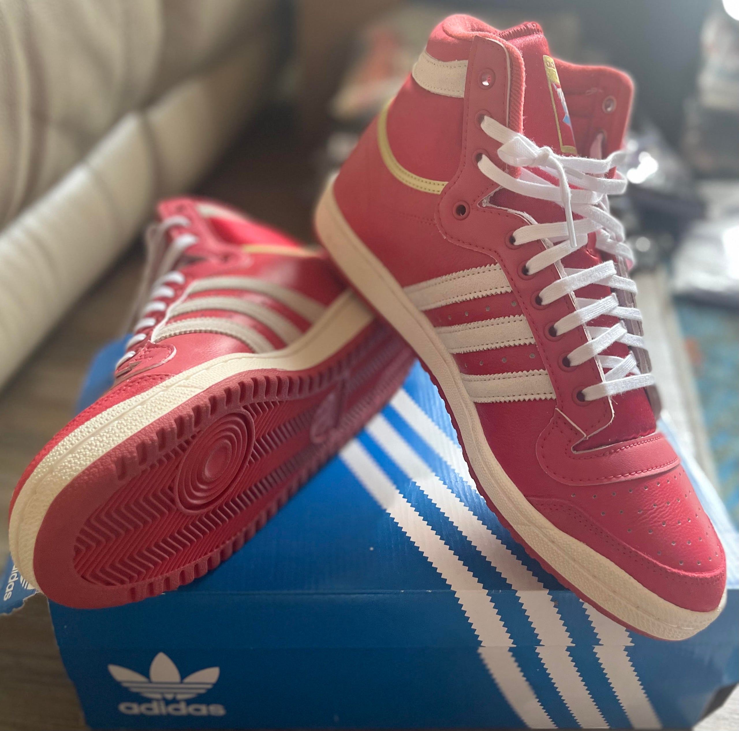 Red and gold sneakers online